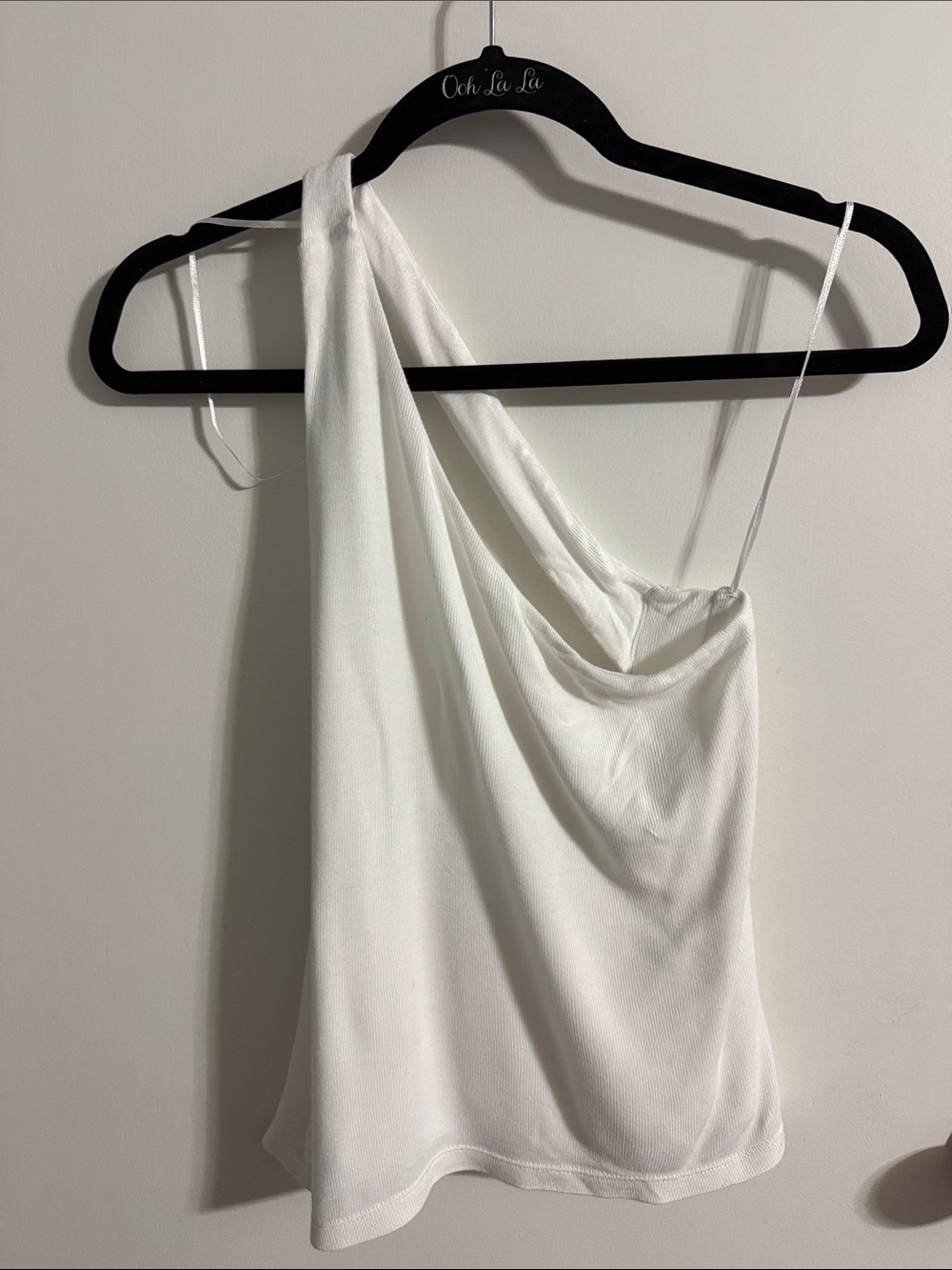 Zara White One-Shoulder Tank Top